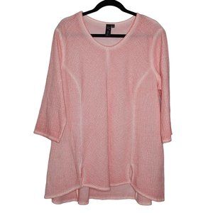 Focus Casual Life‎ 3/4" sleeve high low summer Salmon pink Tunic size M